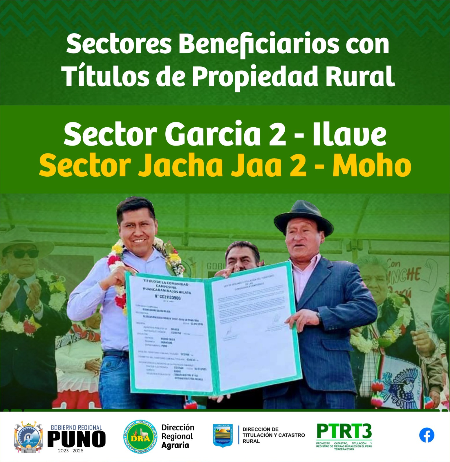 LA DIRECCION DE TITULACION Y CATASTRO RURAL REALIZA LA PUBLICACION DE LOS SECTORES BENEFICIARIOS CON TITULOS DE PROPIEDAD RURAL