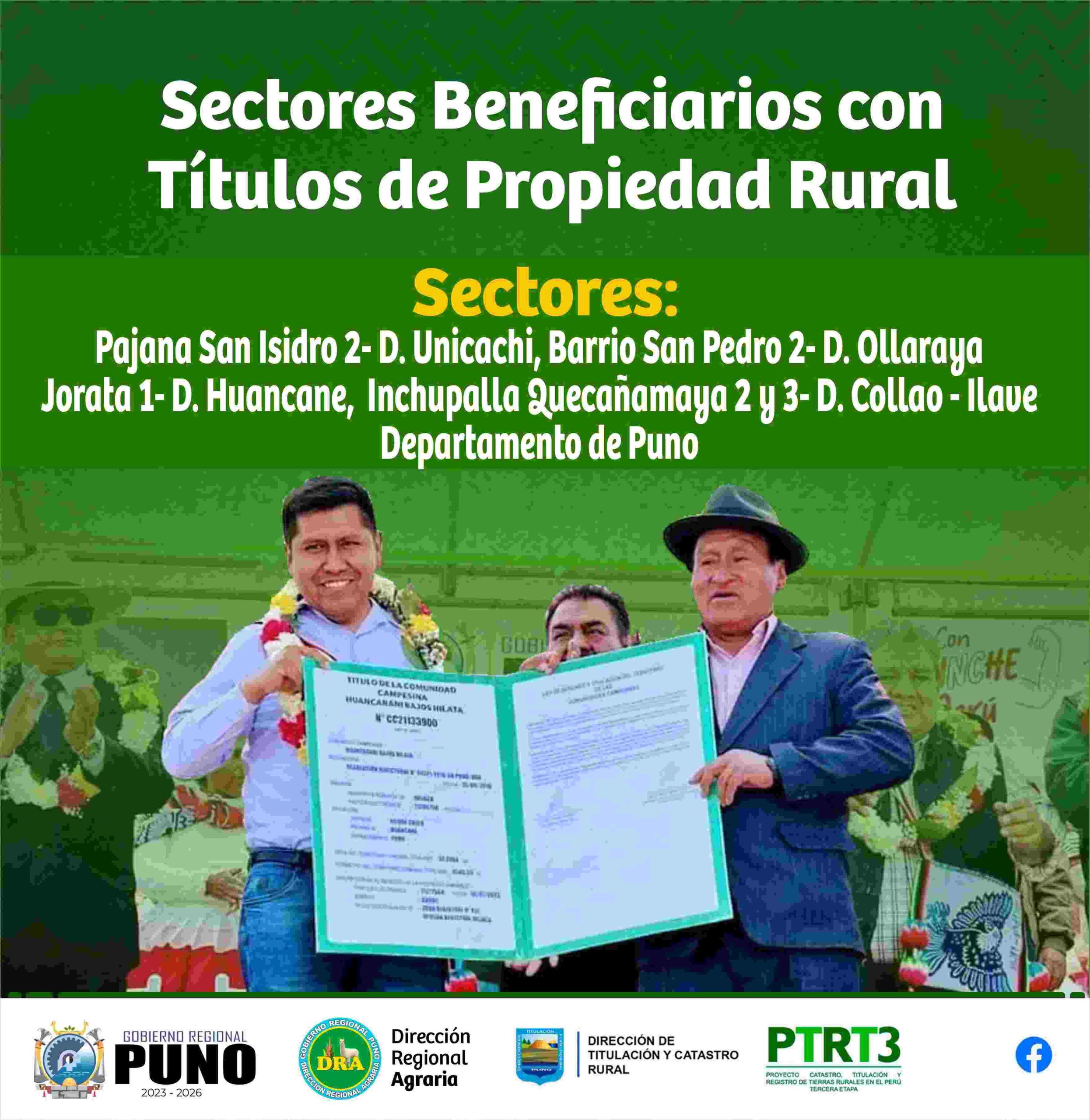 MAS SECTORES DEL DEPARTAMENTO DE PUNO RECIBEN TITULOS DE PROPIEDAD RURAL