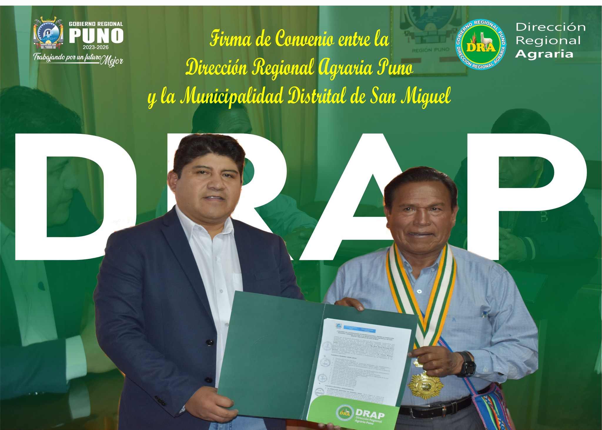 LA DIRECCION REGIONAL AGRARIA PUNO FIRMO CONVENIO INTERINSTITUCIONAL CON LA MUNICIPALIDAD DISTRITAL DE SAN MIGUEL