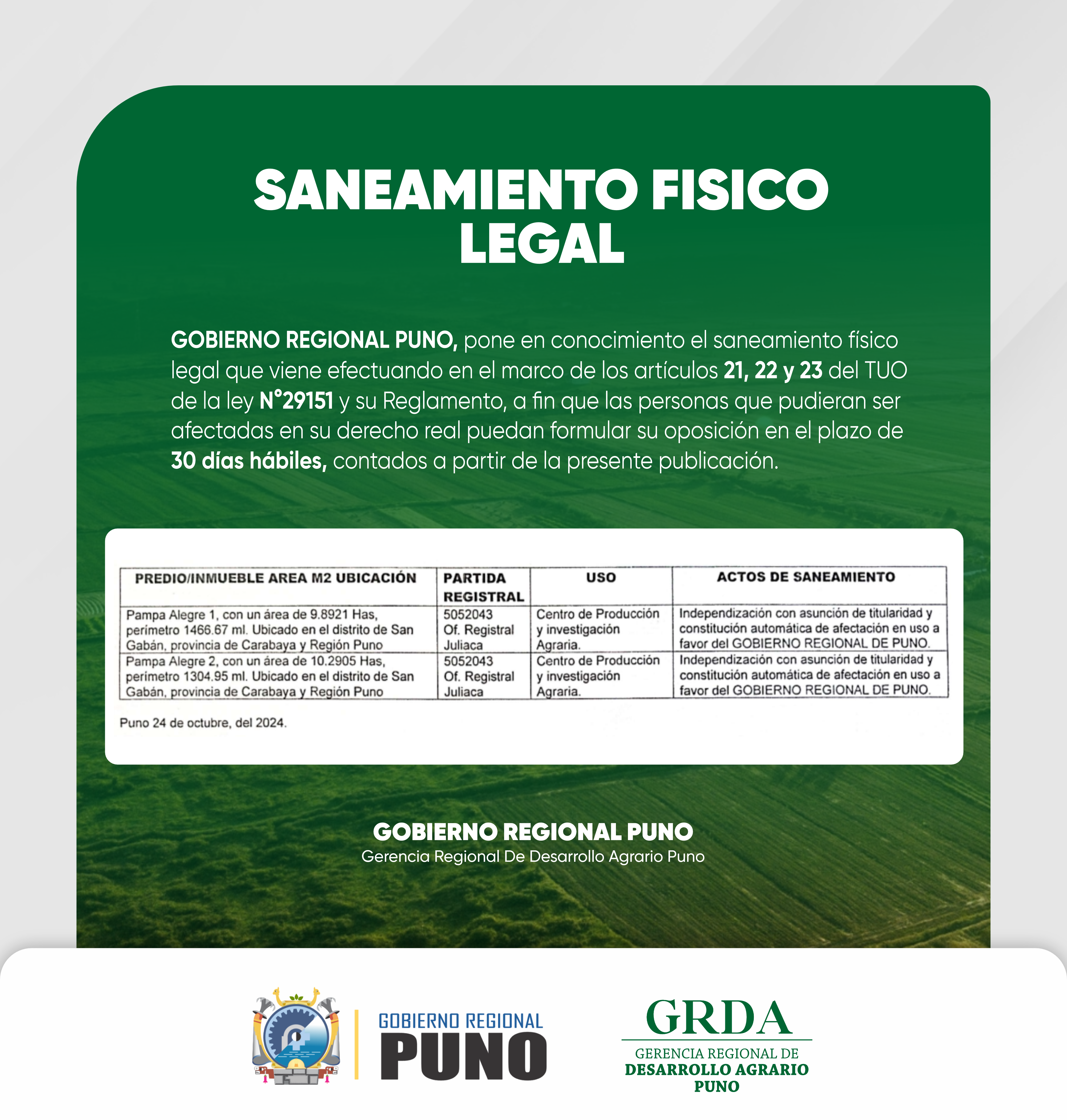 AVISO DE SANEAMIENTO FISICO LEGAL